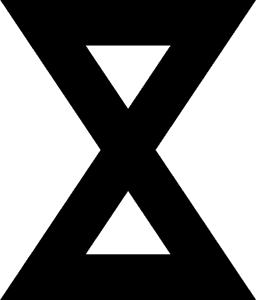ANDY EMBER hourglass symbol in black
