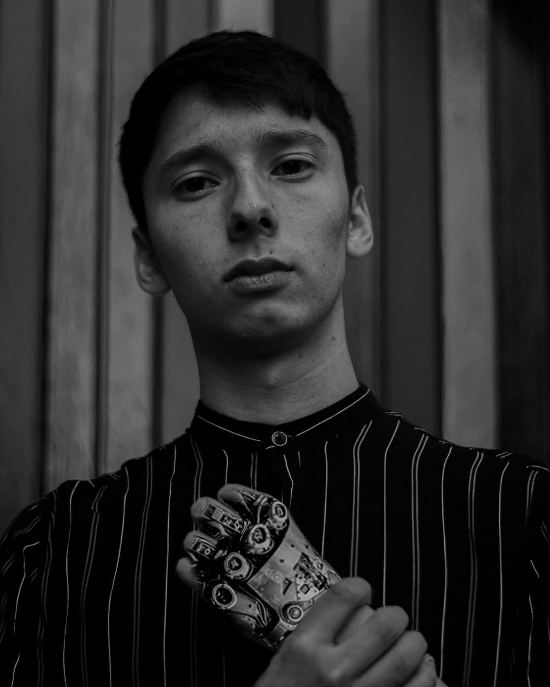 Black and white portrait of ANDY EMBER